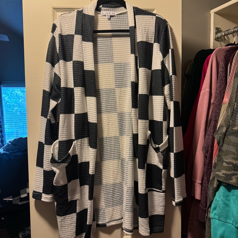 Black and White Cardigan Sweater